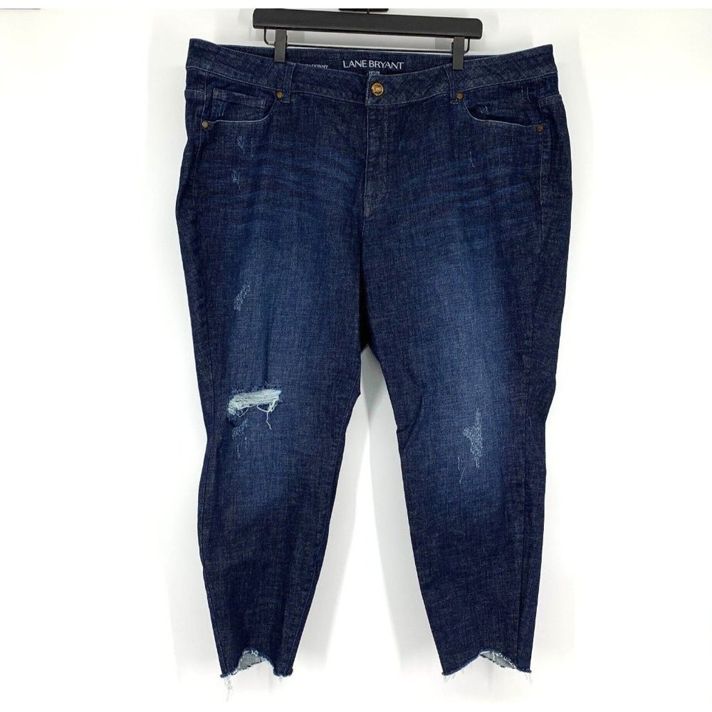 Lane Bryant Jeans Mid Rise Super Stretch Skinny Distressed